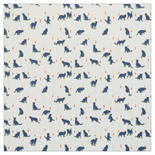 Blue cute kittens and red fishes stoff