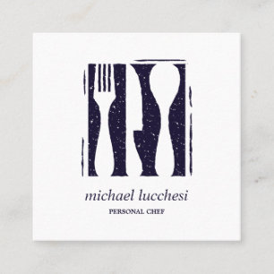 Blue Cutlery Koch Catering Restaurant Quadratische Visitenkarte