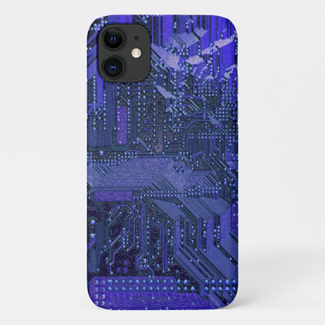 Blue Cyber Circuit Board Tech Art Electronics Case-Mate iPhone Hülle (Rückseite)