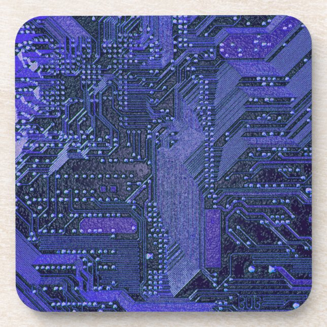 Blue Cyber Circuit Board Tech Art Electronics Getränkeuntersetzer (Vorderseite)