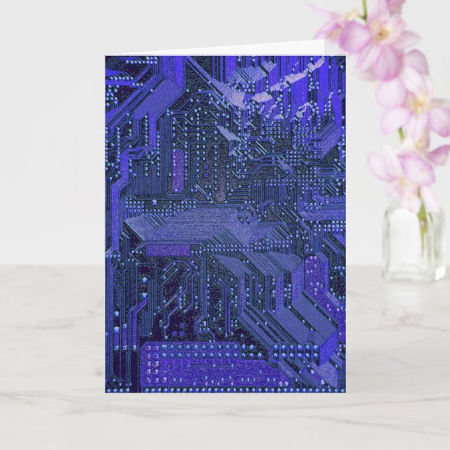 Blue Cyber Circuit Board Tech Art Electronics Karte (Orchidee)