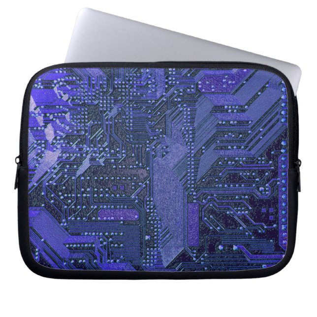 Blue Cyber Circuit Board Tech Art Electronics Laptopschutzhülle (Vorderseite)