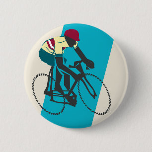 Blue Cycling im Retro-Stil Button