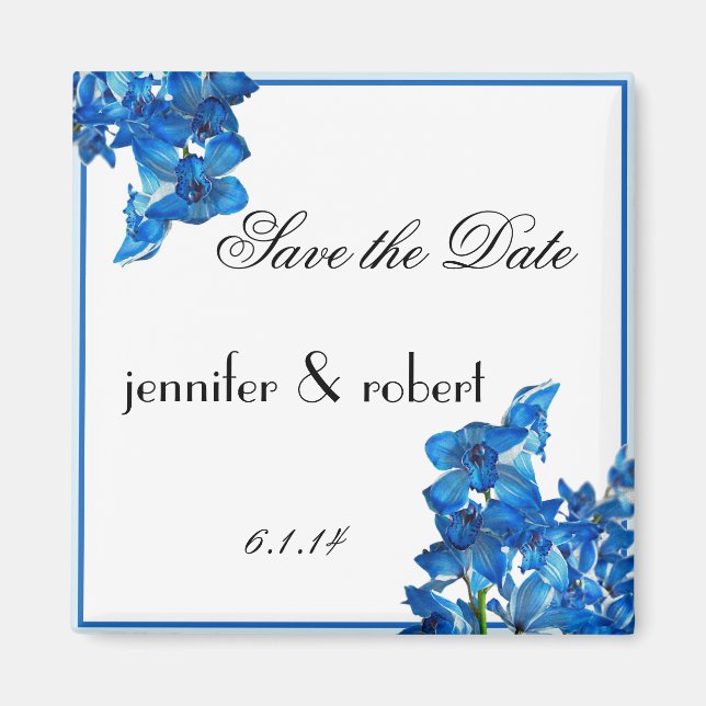 Blue Cymbidium Boat Orchid Speichern Sie das Datum Magnet (Vorne)