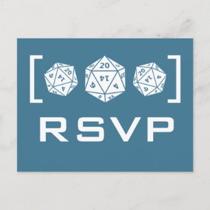 Blue D20 Dice Gamer UAWG Postcard Einladungspostkarte