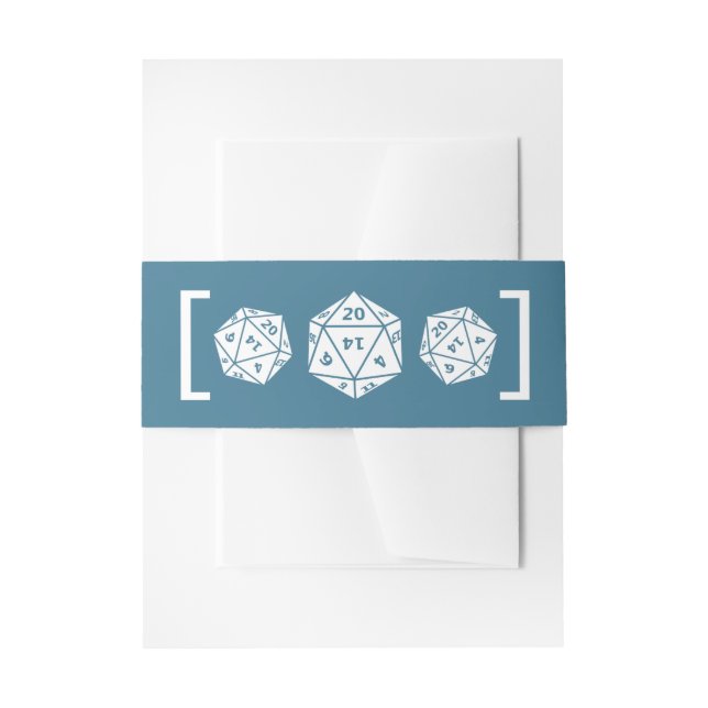 Blue D20 Dice Gamer Wedding Belly Bands Einladungsbanderole (Vorderseite Beispiel)