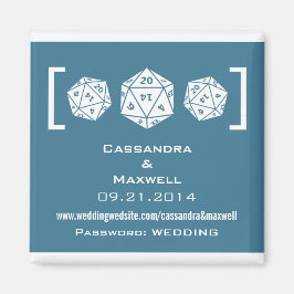 Blue D20 Dice Gamer Wedding Info Magnet v2