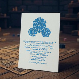 Blue D20 Dice Wedding Einladung
