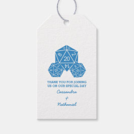 Blue D20 Dice Wedding Gift Tags Geschenkanhänger
