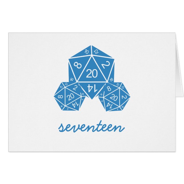 Blue D20 Würfel Tischnummer Card (Vorderseite (Horizontal))
