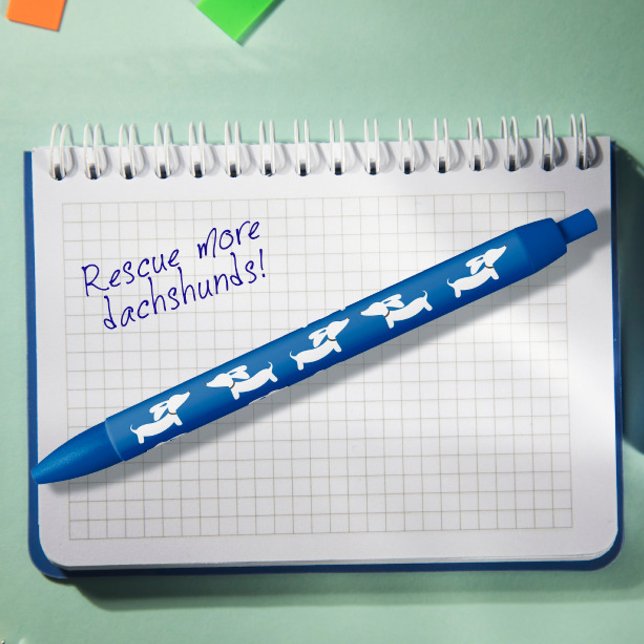 Blue Dackel Tinte Pen für Dackeln Liebhaber Kugelschreiber (Blue ink pen with wiener dogs dancing)