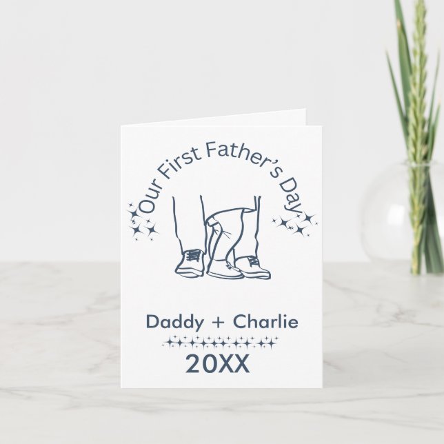 Blue Daddy and Kleinkind Vatertag Karte (Vorderseite)