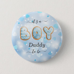 Blue Daddy to Be Boy Baby Shower Button