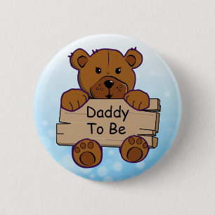 Blue Daddy zu sein Teddy Bear Baby Dusche Button