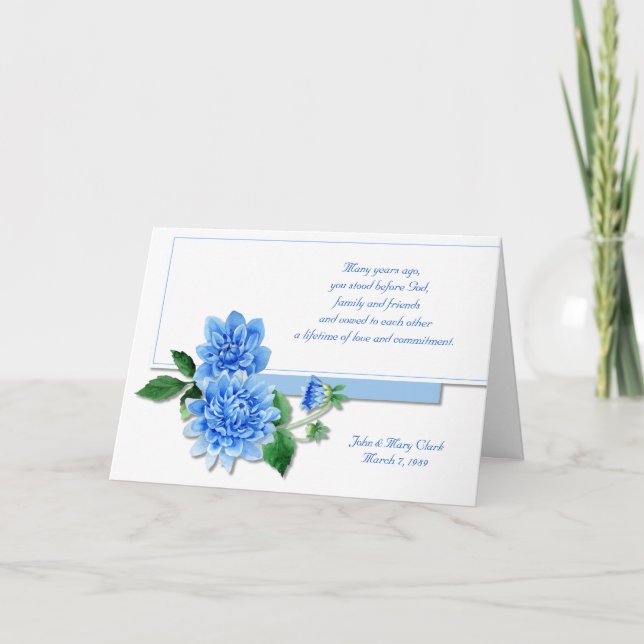 Blue Dahlia Jahrestag des Paares Karte (Vorderseite)