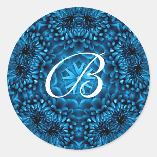 BLUE DAHLIA MONOGRAM RUNDER AUFKLEBER (Vorderseite)