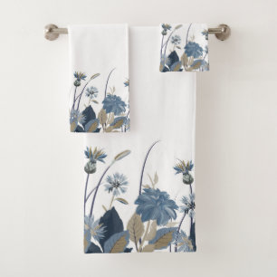 Blue Dahlias Cornflower Badhandtuch Set