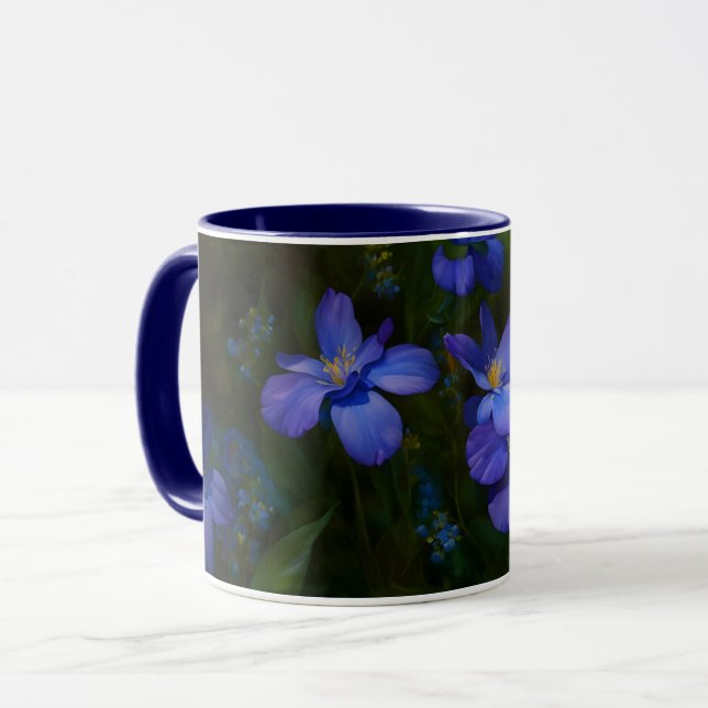 Blue Dainty Little Blume Garden Art Tasse Cup (Vorderseite Links)