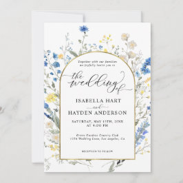 Blue Dainty Wild Floral Gold Arch Blume Hochzeit Einladung