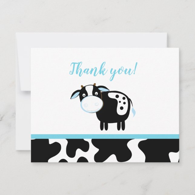 Blue Dairy Cow Baby Shower Danke für Ihre Anmerkun (Vorderseite)