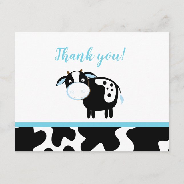 Blue Dairy Cow Baby Shower Danke für Ihre Anmerkun (Vorderseite)