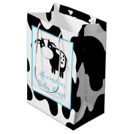 Blue Dairy Cow Baby Shower Geschenktasche Mittlere Geschenktüte
