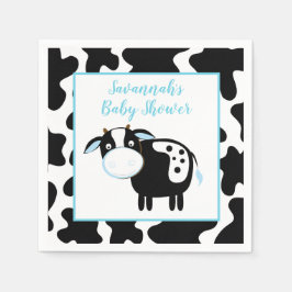 Blue Dairy Cow Boy Baby Shower Napkins Serviette