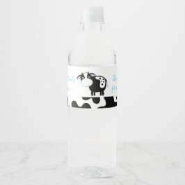 Blue Dairy Cow Farm Baby Boy Water Flasche Etikett
