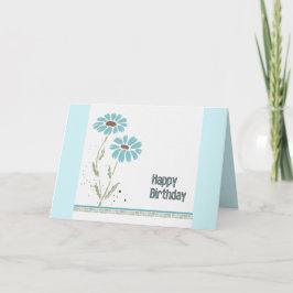 BLUE DAISIES BIRTHDAY CARD DANKESKARTE
