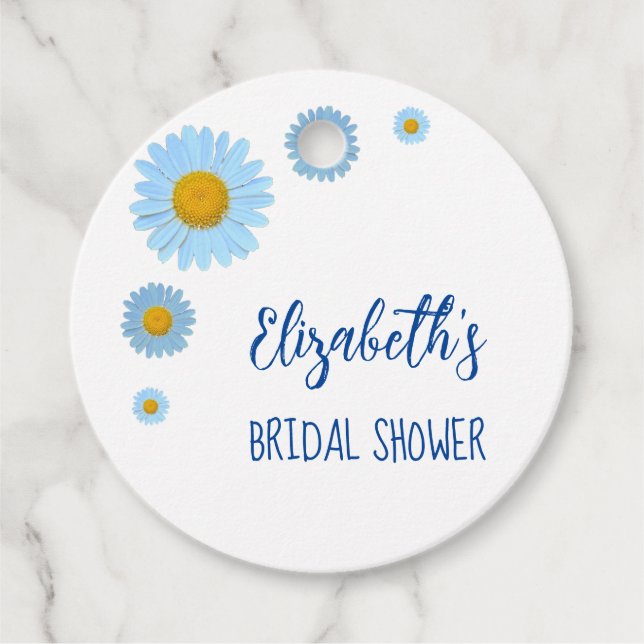 Blue Daisies Floral Brautparty Geschenkanhänger (Vorderseite)