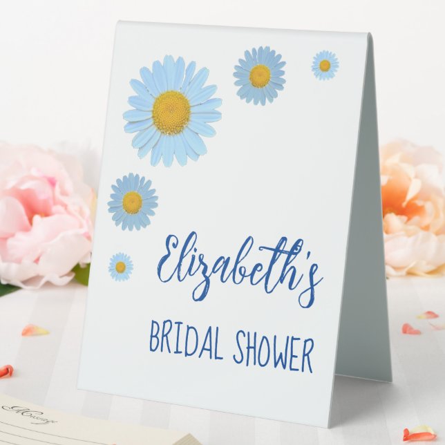 Blue Daisies Floral Brautparty Tischaufsteller (In Situ (Hochzeit))