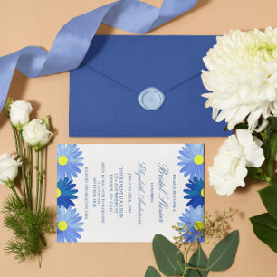 Blue Daisies Floral Bridal Douche Invitation