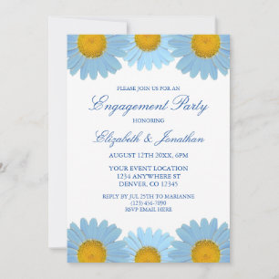 Blue Daisies Floral Engagement Party Einladung