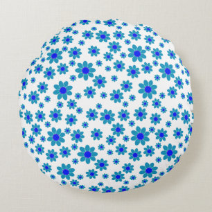 Blue Daisies   Floral Repetierendes Muster Rundes Kissen