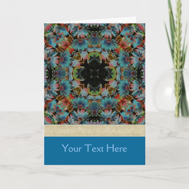 Blue Daisis Blume Kaleidoskop Foto Card Karte (Vorderseite)