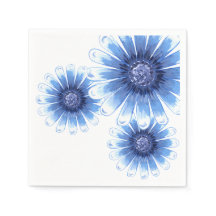 Blue Daisy 3 Blume Napkin