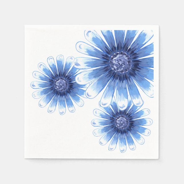 Blue Daisy 3 Blume Napkin Serviette (Vorderseite)