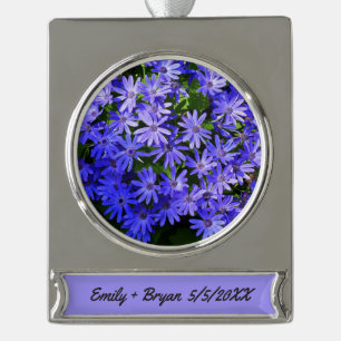 Blue Daisy ähnliche Blume Naturfotografie Banner-Ornament Silber