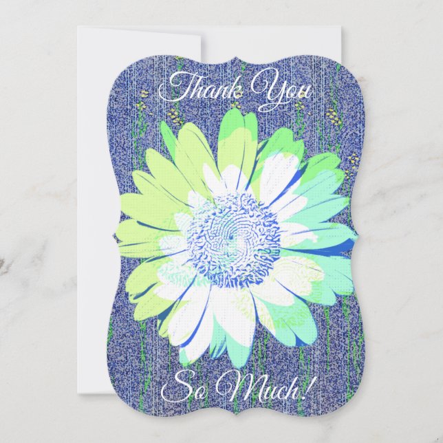 Blue Daisy Blume Art Dankeschön an Flat Card Dankeskarte (Vorderseite)