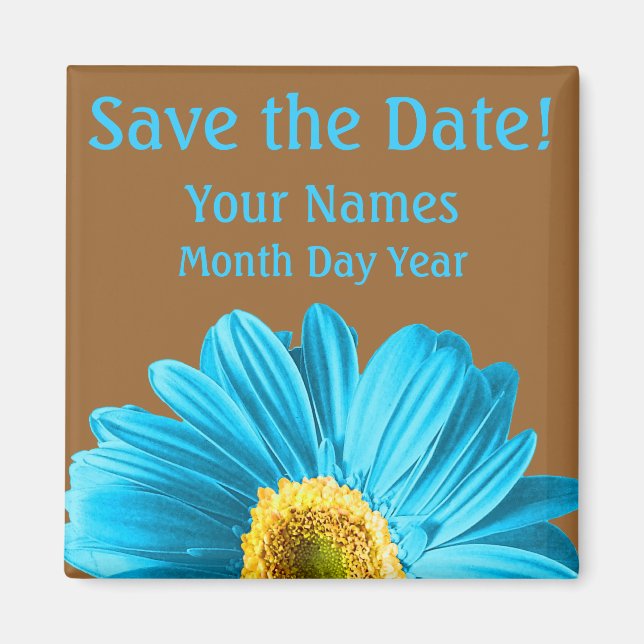 Blue Daisy Blume Save the Date Custom Magnet (Vorne)