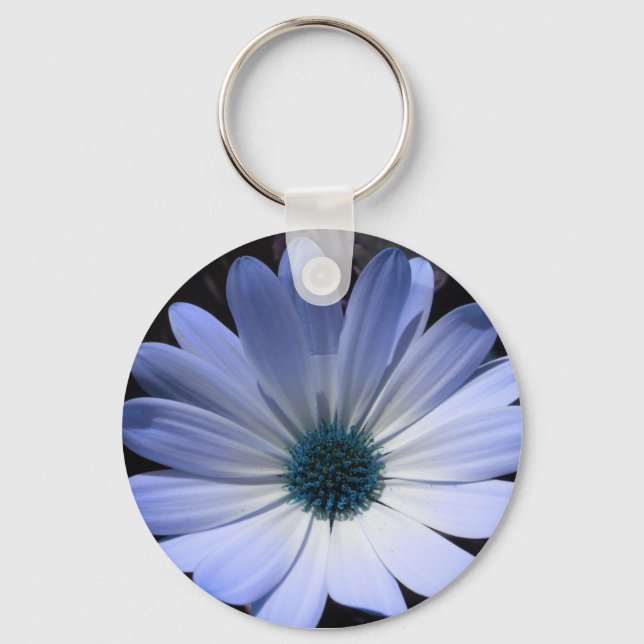 Blue Daisy Blume Schlüsselanhänger (Vorderseite)