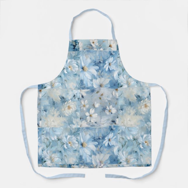 Blue Daisy Floral Patchwork Schürze (Vorderseite)