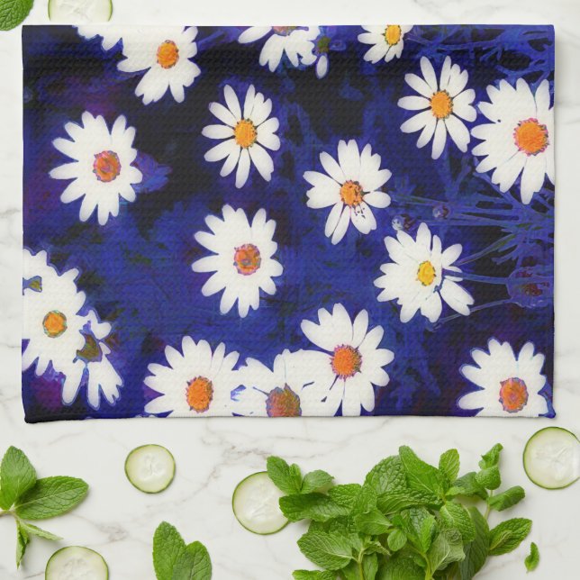 Blue Daisy Garden Art Kitchtuch Geschirrtuch (Gefaltet)