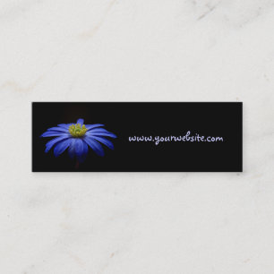 Blue Daisy Gerbera Blume auf schwarzem Hintergrund Mini Visitenkarte