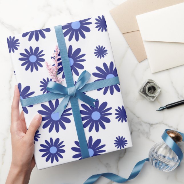 Blue Daisy Geschenkpapier (Schenken)
