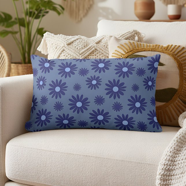 Blue Daisy Lendenkissen (blue daisy pattern pillow)
