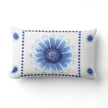 Blue Daisy Lumbar Pillow