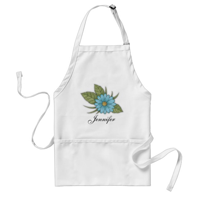 Blue Daisy mit Name Schürze (Vorne)