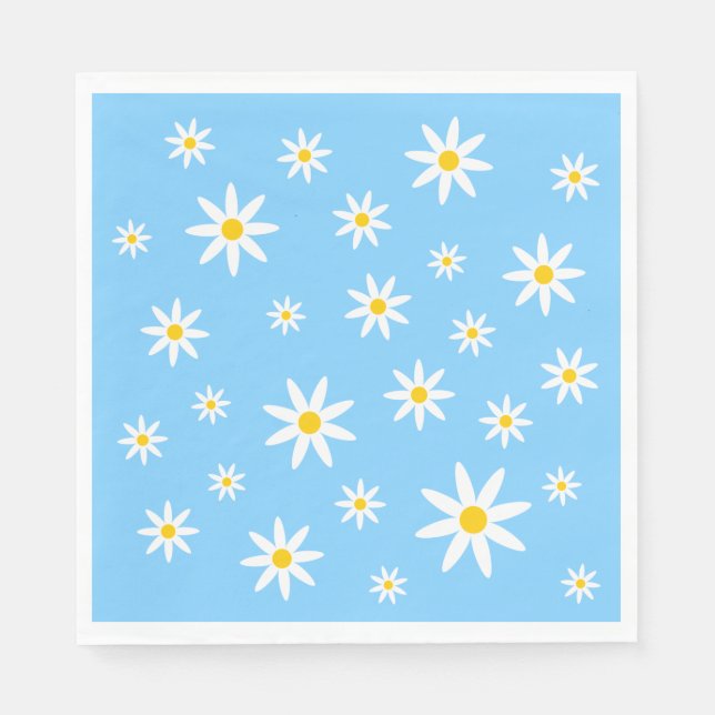 Blue Daisy Paper Napkins Serviette (Vorderseite)
