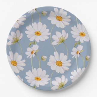Blue Daisy Paper Plates Pappteller